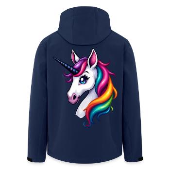 Regenbogenhaar Einhorn Kopf – Bunte Fantasie - Recycelte Männer Softshell-Jacke von Stanley/Stella - Navy - Hinten - AI Model Male 185 light (185cm)