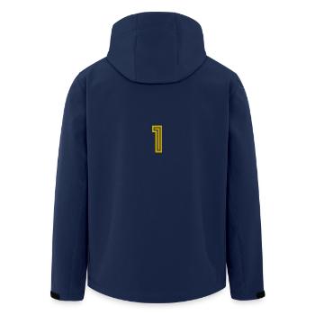1. 1 JAHR. 1. JAHRESTAG. 1 JAHR GEBURTSTAG - Recycelte Männer Softshell-Jacke von Stanley/Stella - Navy - Hinten - AI Model Male 185 light (185cm)