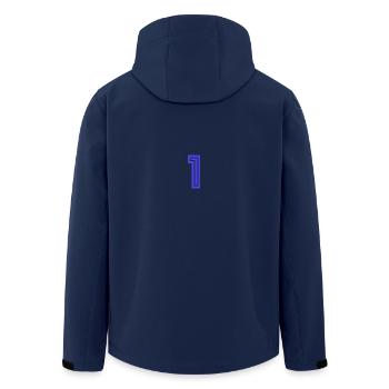 1. 1 JAHR. 1. JAHRESTAG. 1 JAHR GEBURTSTAG - Recycelte Männer Softshell-Jacke von Stanley/Stella - Navy - Hinten - AI Model Male 185 light (185cm)