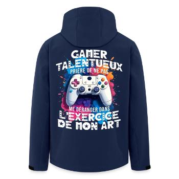 Gamer talentueux ado accro aux jeux vidéo console - Veste softshell homme en polyester recyclé Stanley/Stella - marine - Dos - AI Model Male 185 light (185cm)