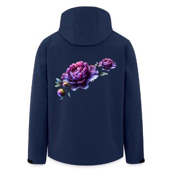 Lila Pfingstrose in lebendigem und elegantem Design - Recycelte Männer Softshell-Jacke von Stanley/Stella - Navy - Hinten - AI Model Male 185 light (185cm)