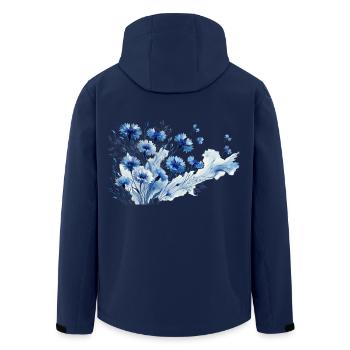 Cornflower in dreamlike design – nature's elegance - Men’s Recycled Softshell Jacket by Stanley/Stella - navy - Back - AI Model Male 185 light (185cm)