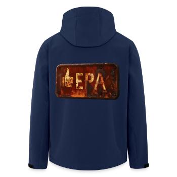 Rostiges LIKE EPA-Schild mit Retro-Feeling - Recycelte Männer Softshell-Jacke von Stanley/Stella - Navy - Hinten - AI Model Male 185 light (185cm)