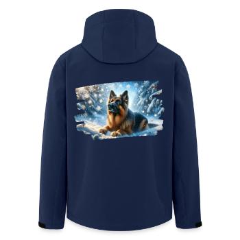 Deutscher Schäferhund in einer magischen Winterlandschaft - Recycelte Männer Softshell-Jacke von Stanley/Stella - Navy - Hinten - AI Model Male 185 light (185cm)