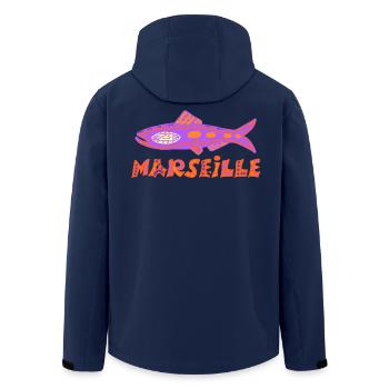 Sardinen-Marseillaise - Recycelte Männer Softshell-Jacke von Stanley/Stella - Navy - Hinten - AI Model Male 185 light (185cm)