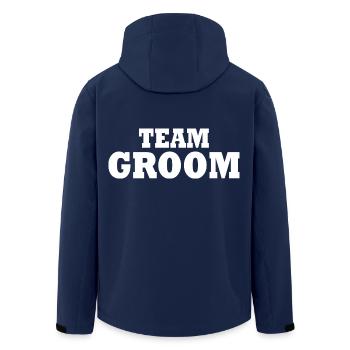 Team groom - Men’s Recycled Softshell Jacket by Stanley/Stella - navy - Back - AI Model Male 185 light (185cm)