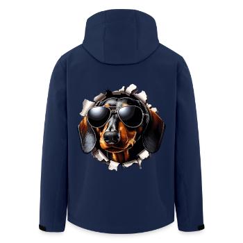 Drôle mignon teckel chien avec mur de lunettes de soleil - Veste softshell homme en polyester recyclé Stanley/Stella - marine - Dos - AI Model Male 185 light (185cm)