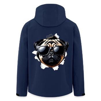 Drôle mignon chien carlin avec mur de lunettes de soleil - Veste softshell homme en polyester recyclé Stanley/Stella - marine - Dos - AI Model Male 185 light (185cm)