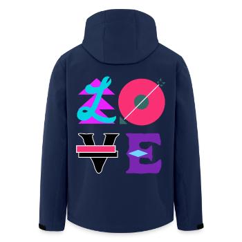 Schöne Liebe Bunte Schrift Typografie Pfeil - Recycelte Männer Softshell-Jacke von Stanley/Stella - Navy - Hinten - AI Model Male 185 light (185cm)