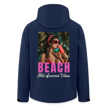 Strand Retro Look Sommer Rockabilly Pin-up Girl - Recycelte Männer Softshell-Jacke von Stanley/Stella - Navy - Hinten - AI Model Male 185 light (185cm)