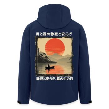 Japan Sea Boat Silence and Peace in the Moonlight - Men’s Recycled Softshell Jacket by Stanley/Stella - navy - Back - AI Model Male 185 light (185cm)
