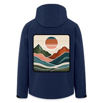 Abstrakte Berglandschaft Berge Natur Landschaft - Recycelte Männer Softshell-Jacke von Stanley/Stella - Navy - Hinten - AI Model Male 185 light (185cm)