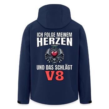 Lustiger Spruch Ich folge meinem Herzen V8 - Recycelte Männer Softshell-Jacke von Stanley/Stella - Navy - Hinten - AI Model Male 185 light (185cm)