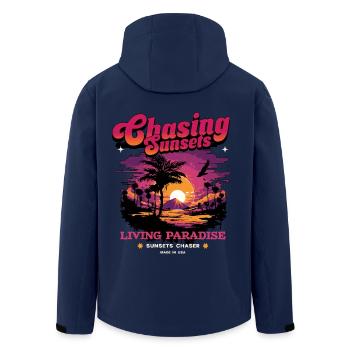 Sunset Paradise Statement Retro - Men’s Recycled Softshell Jacket by Stanley/Stella - navy - Back - AI Model Male 185 light (185cm)