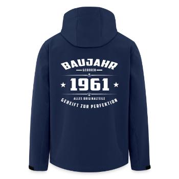 Baujahr - 1961 - Recycelte Männer Softshell-Jacke von Stanley/Stella - Navy - Hinten - AI Model Male 185 light (185cm)