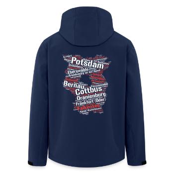 Bundesland Brandenburg: Städte im Umriss - Recycelte Männer Softshell-Jacke von Stanley/Stella - Navy - Hinten - AI Model Male 185 light (185cm)