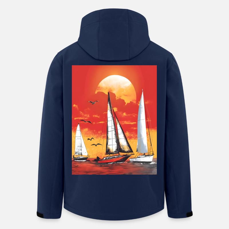 Coucher de soleil avec voilier - Veste softshell homme en polyester recyclé Stanley/Stella - marine