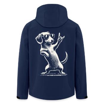 Rock Musik Lustige Dackel Hund Konzert Design - Recycelte Männer Softshell-Jacke von Stanley/Stella - Navy - Hinten - AI Model Male 185 light (185cm)