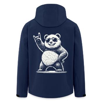 Heavy Metal Music Panda With Sunglasses - Men’s Recycled Softshell Jacket by Stanley/Stella - navy - Back - AI Model Male 185 light (185cm)