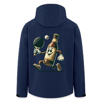 Funny Beer Bottle Table Tennis Fun Design - Men’s Recycled Softshell Jacket by Stanley/Stella - navy - Back - AI Model Male 185 light (185cm)