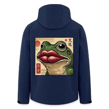 Funny Japanese Ukiyo-E Frog Streetwear Meme - Men’s Recycled Softshell Jacket by Stanley/Stella - navy - Back - AI Model Male 185 light (185cm)