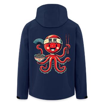 Kawaii Octopus Ramen Lover Japan Noodles - Men’s Recycled Softshell Jacket by Stanley/Stella - navy - Back - AI Model Male 185 light (185cm)