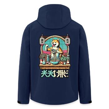 Shiba dog ramen chef in ukiyo-e style with - Men’s Recycled Softshell Jacket by Stanley/Stella - navy - Back - AI Model Male 185 light (185cm)