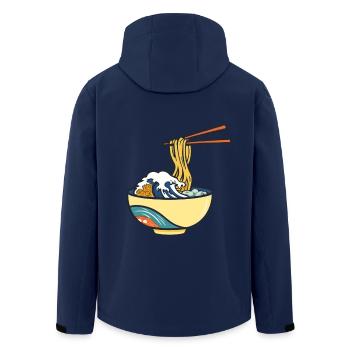Japanese Ramen Ukiyo-E Retro Aesthetic - Men’s Recycled Softshell Jacket by Stanley/Stella - navy - Back - AI Model Male 185 light (185cm)