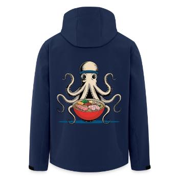 Japanese Ramen Noodles Anime Octopus Illustration - Men’s Recycled Softshell Jacket by Stanley/Stella - navy - Back - AI Model Male 185 light (185cm)
