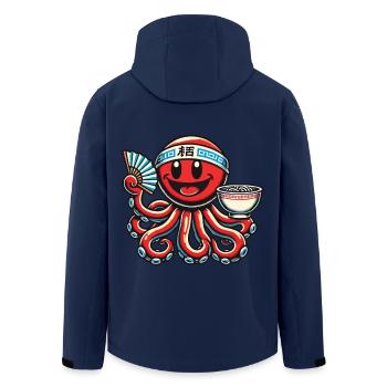 Japanese Anime Ramen Noodles Octopus Fun - Men’s Recycled Softshell Jacket by Stanley/Stella - navy - Back - AI Model Male 185 light (185cm)