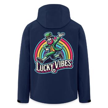 St. Patrick's Day Lucky Vibes Rainbow - Men’s Recycled Softshell Jacket by Stanley/Stella - navy - Back - AI Model Male 185 light (185cm)