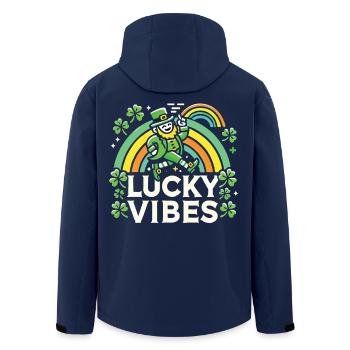 St. Patrick's Day Lucky Vibes Rainbow - Men’s Recycled Softshell Jacket by Stanley/Stella - navy - Back - AI Model Male 185 light (185cm)