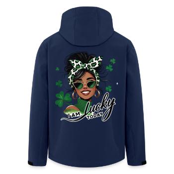St. Patrick's Day Girl I'm Happy Today - Men’s Recycled Softshell Jacket by Stanley/Stella - navy - Back - AI Model Male 185 light (185cm)