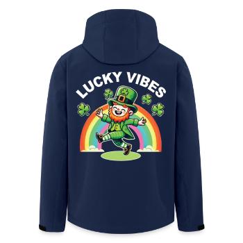 Lucky Vibes St. Patrick's Day Rainbow - Men’s Recycled Softshell Jacket by Stanley/Stella - navy - Back - AI Model Male 185 light (185cm)