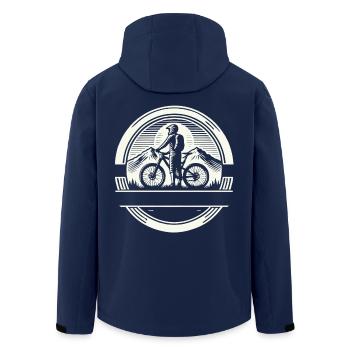 Mountain Bike Bicycle Rider Text Self-Design - Men’s Recycled Softshell Jacket by Stanley/Stella - navy - Back - AI Model Male 185 light (185cm)