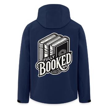 Retro Book Design for Bibliophiles and Bookworms - Men’s Recycled Softshell Jacket by Stanley/Stella - navy - Back - AI Model Male 185 light (185cm)