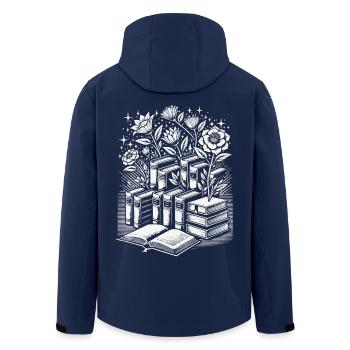 Retro Book Lover Floral Book Design in - Men’s Recycled Softshell Jacket by Stanley/Stella - navy - Back - AI Model Male 185 light (185cm)