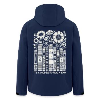 Bücherwurm Leseratte Buchliebhaber Lustiger Buch - Recycelte Männer Softshell-Jacke von Stanley/Stella - Navy - Hinten - AI Model Male 185 light (185cm)