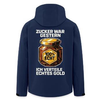Bienen Imker Zucker War Gestern Echtes Gold Spruch - Recycelte Männer Softshell-Jacke von Stanley/Stella - Navy - Hinten - AI Model Male 185 light (185cm)