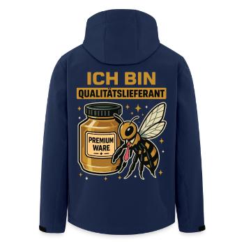 I Am Quality Supplier Bee Beekeeper Honey - Men’s Recycled Softshell Jacket by Stanley/Stella - navy - Back - AI Model Male 185 light (185cm)
