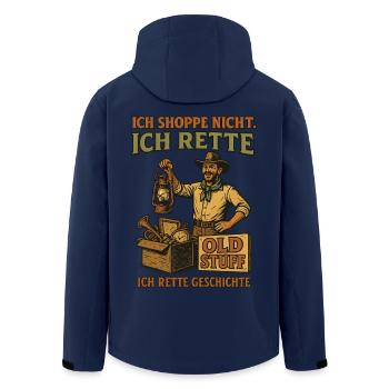 Ich Shoppe Nicht Ich Rette Old Stuff Geschichte - Recycelte Männer Softshell-Jacke von Stanley/Stella - Navy - Hinten - AI Model Male 185 light (185cm)