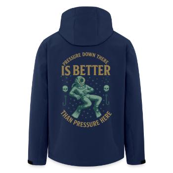 Pressure Down There Is Better Than Pressure Here - Men’s Recycled Softshell Jacket by Stanley/Stella - navy - Back - AI Model Male 185 light (185cm)