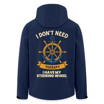 Funny saying ship-boat-captain - Men’s Recycled Softshell Jacket by Stanley/Stella - navy - Back - AI Model Male 185 light (185cm)