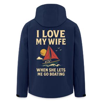 I Love My Wife Boat Driver Funny Saying - Men’s Recycled Softshell Jacket by Stanley/Stella - navy - Back - AI Model Male 185 light (185cm)