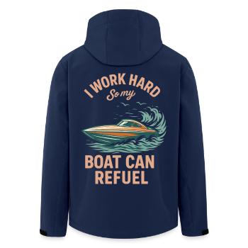 Ich Arbeite Hart Damit Mein Boot tanken kann Humor - Recycelte Männer Softshell-Jacke von Stanley/Stella - Navy - Hinten - AI Model Male 185 light (185cm)