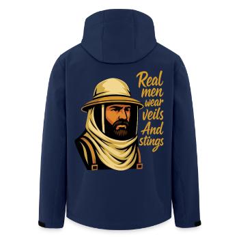 De vrais hommes portent des voiles et des piqûres d’abeilles apiculteur miel - Veste softshell homme en polyester recyclé Stanley/Stella - marine - Dos - AI Model Male 185 light (185cm)