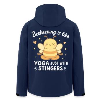 Bee Beekeeper Yoga Just With Stingers - Men’s Recycled Softshell Jacket by Stanley/Stella - navy - Back - AI Model Male 185 light (185cm)
