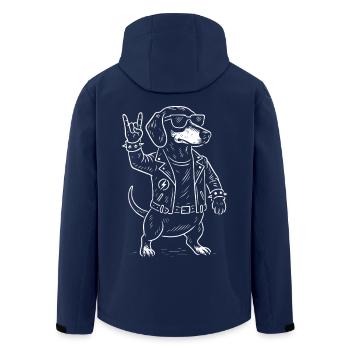 Metal Music Dachshund Rock Musik Funny Heavy Metal - Men’s Recycled Softshell Jacket by Stanley/Stella - navy - Back - AI Model Male 185 light (185cm)