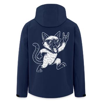 Lustige Rockmusik Siamesische Katze Retro Heavy - Recycelte Männer Softshell-Jacke von Stanley/Stella - Navy - Hinten - AI Model Male 185 light (185cm)