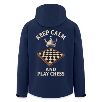 Keep Calm And Play Chess Board Game Design - Men’s Recycled Softshell Jacket by Stanley/Stella - navy - Back - AI Model Male 185 light (185cm)